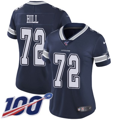 Nike Dallas Cowboys #72 Trysten Hill Navy Blue Team Color Women's Stitched NFL 100th Season Vapor Untouchable Limited Jersey